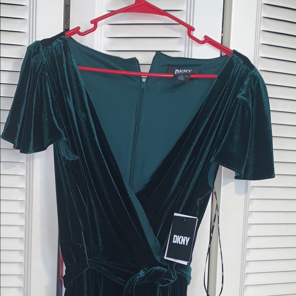 DKNY Green Flutter Sleeve Bodycon Dress